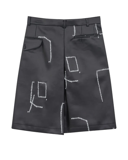 Black CDG  Printed Stitch Detail Shorts
