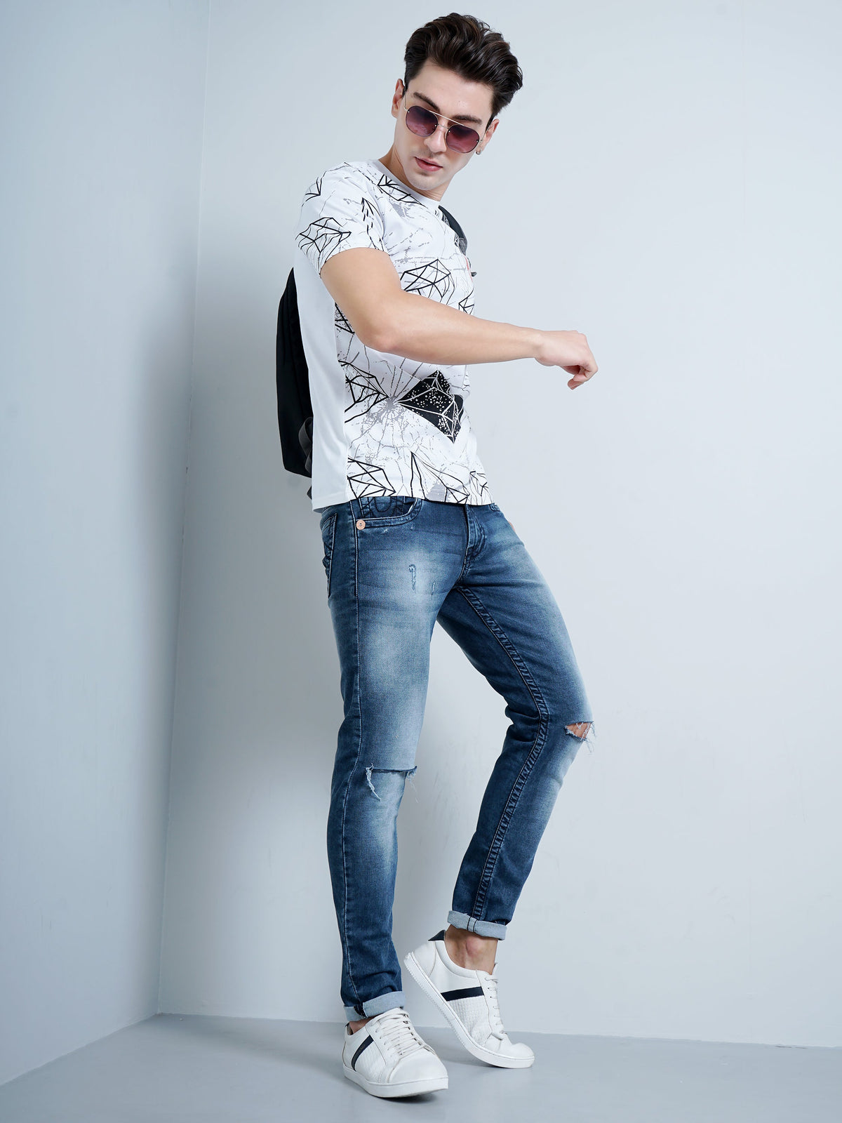 Diamond Print White T-Shirt